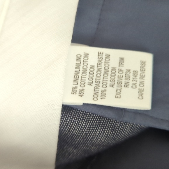 BCBGMAXAZRIA linen blend wide leg navy textured career flowy trousers - Picture 8 of 9